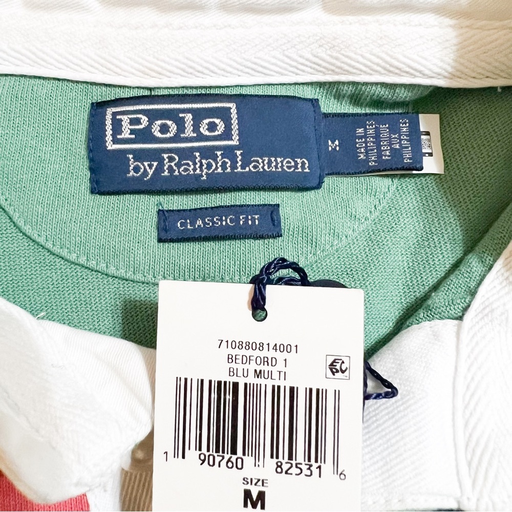 POLO RALPH LAUREN Blue Multi Classic Fit Striped Iconic Rugby Shirt🔥🔥🔥 - Picture 12 of 16